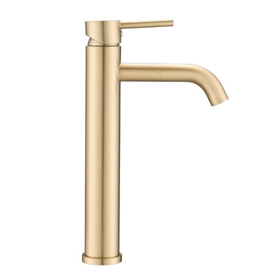 Brushed Gold Bathroom Lavatory Sink Faucet - In For Tall Appearance Modern One Hole Single Handle Tone