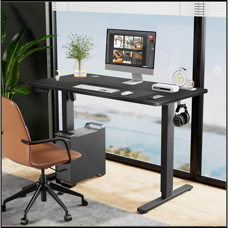 Bureau électrique à hauteur ajustable électrique, bureau d'ordinateur ergonomique assis-debout, Noir