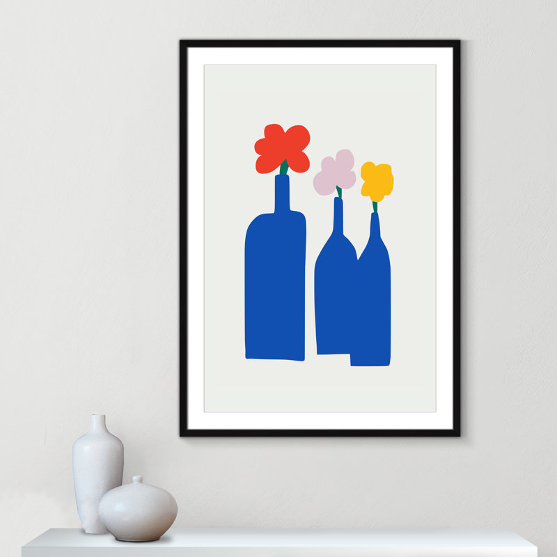«Bold Blooms Trio Print» par Dean, L 29,5 po x H 41,5 po, Matted Print, Noir satiné
