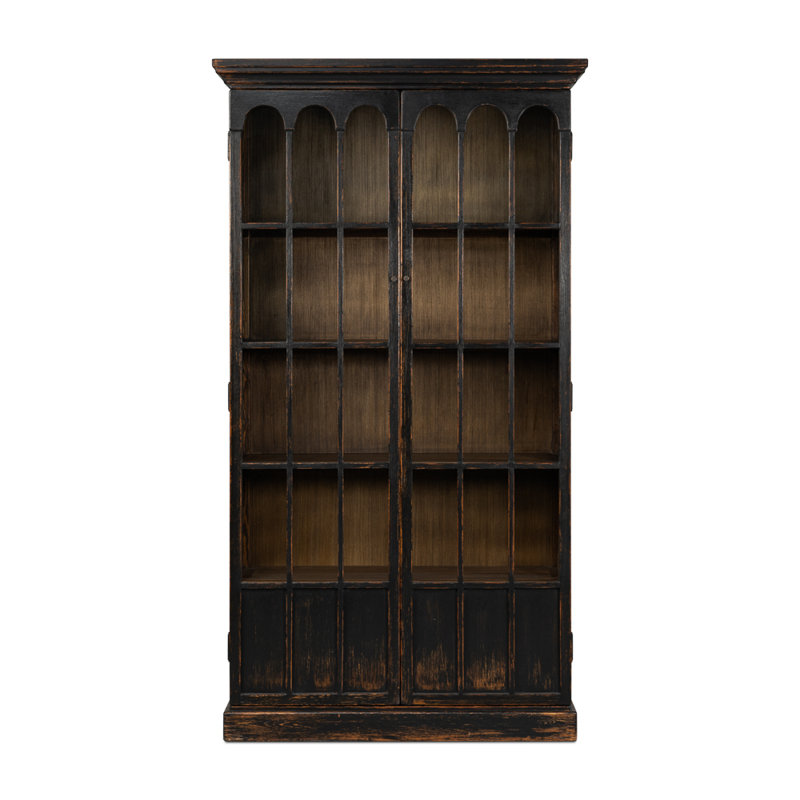 Glass China Cabinet, Antique Black