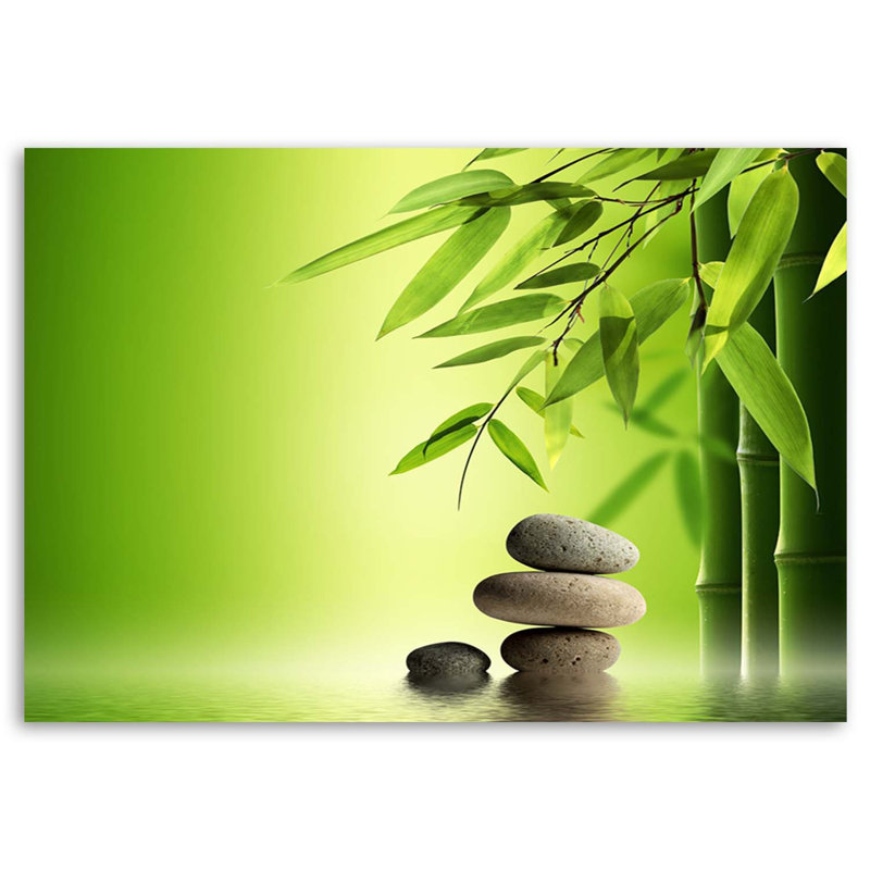 Zen Stones And Bamboo - No Frame Print on Canvas, 80cm H x 120cm W