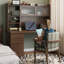 Bureau de direction rectangulaire en bois massif avec tiroirs Walnut-1400373854-1400373853