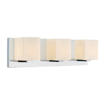 20'' 3-Light Vanity Light with Satin Nickel Finish For Bathroom, Hallway, Powder Room – G9 LED Compatible – Off-White Glass Shades, Clean Contemporary Style