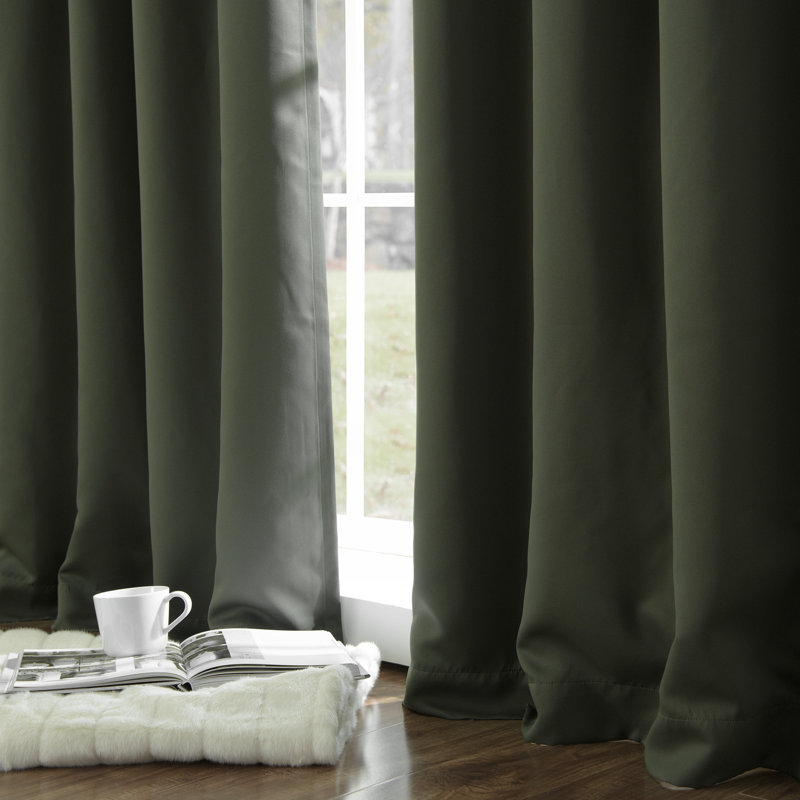 Flame Retardant Thermal Insulated Blackout Curtain, Moss, 52" W x 96" L
