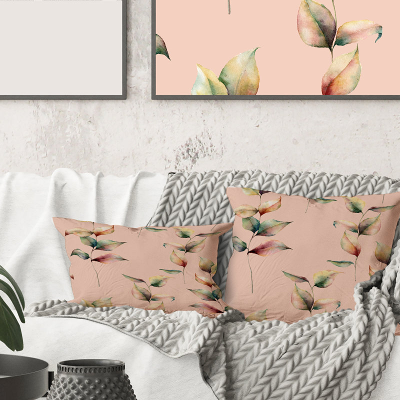 Housse de coussin carré et feuilles d'automne, 16" x 16"
