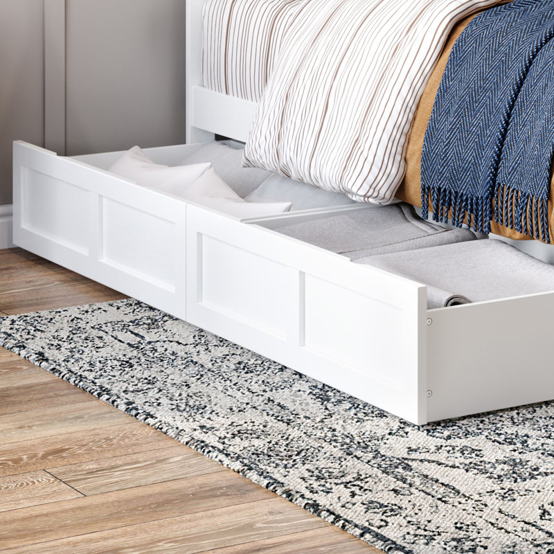 Elliana Solid Wood Slat Storage Bed, Full/Double, White