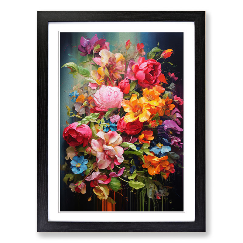 Floral Action Painting No.3 - Framed Print, 46cm H x 34cm W x 2cm D