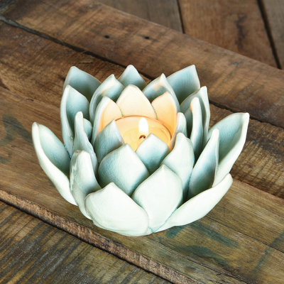 Porte-bougie succulent bleu pâle