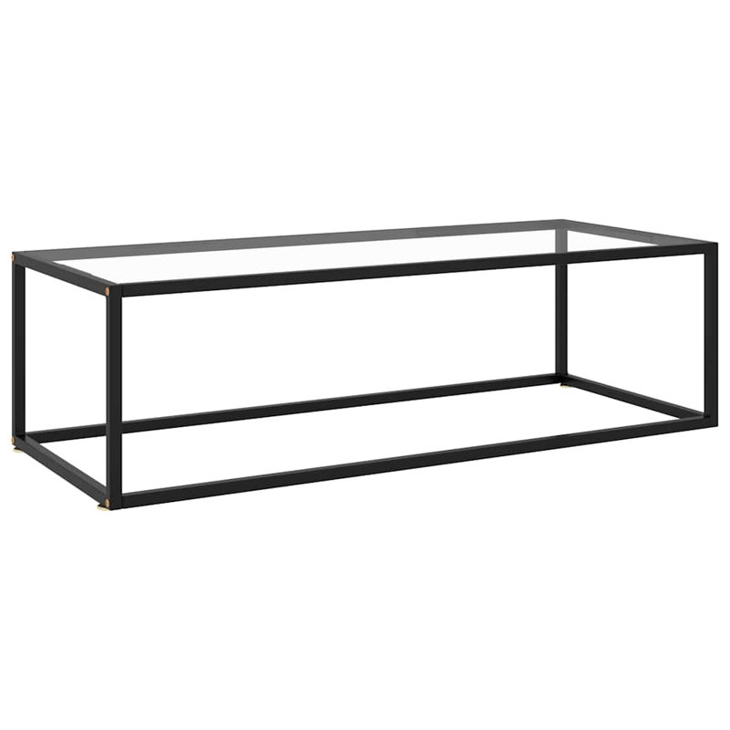 vidaXL Coffee Table Black and transparent, 13.8" H x 47.2" L x 19.7" W, Tempered