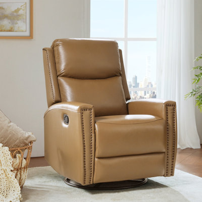 Fauteuil inclinable manuel pivotant en cuir véritable Chikako