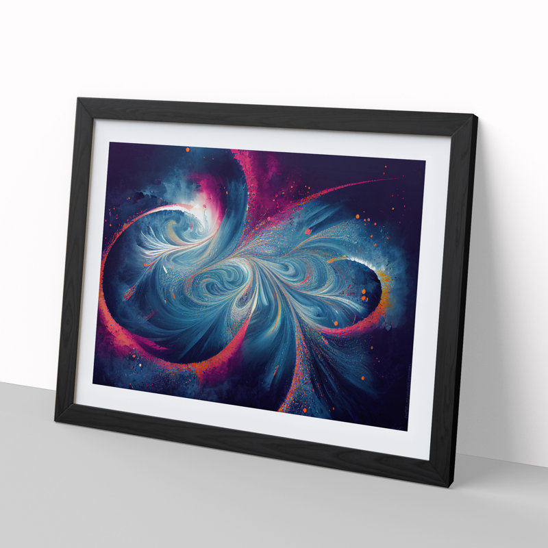 XH1022-7083X Positive Abstract Fractals 1 Piece Single Picture Frame Wall Art, 25cm H x 34cm W x 2cm D, Black Framed