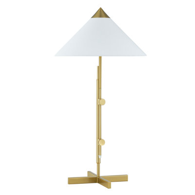 Lampe de table à hauteur ajustable avec abat-jour en lin Ifeyinwa, doré