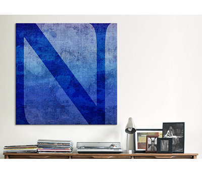 « teinte », art textuel sur toile en bleu