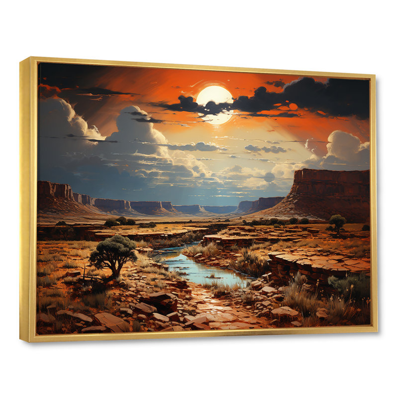 Décoration murale lune au coucher du soleil sur un canyon II - Canyon et désert, H 34 po x l 44 po x P 1,5 po