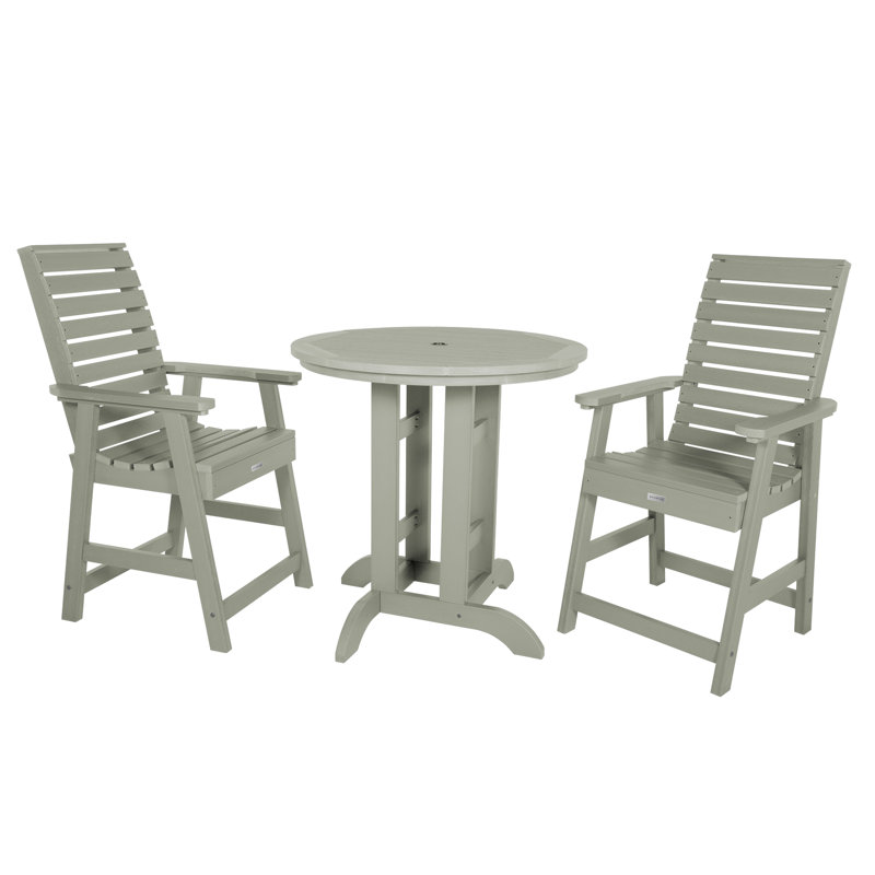 Machado 2-Person 36" Round, Counter-Height Dining Set, Eucalyptus