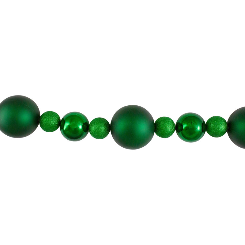 6' Green Shatterproof Ball Christmas Garland with 3 Finishes