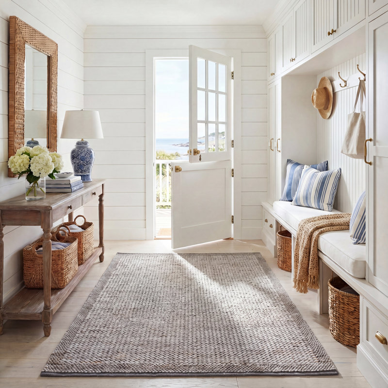 Natural Fiber Handwoven Jute Rug, Rectangle 5' x 8'
