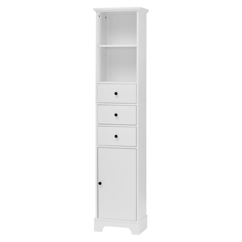 Grande armoire de salle de bain blanche avec tablette réglable et 3 tiroirs, tableau pour la chambre à coucher, le salon, la salle de bain avec tiroirs autoportants et la cuisine