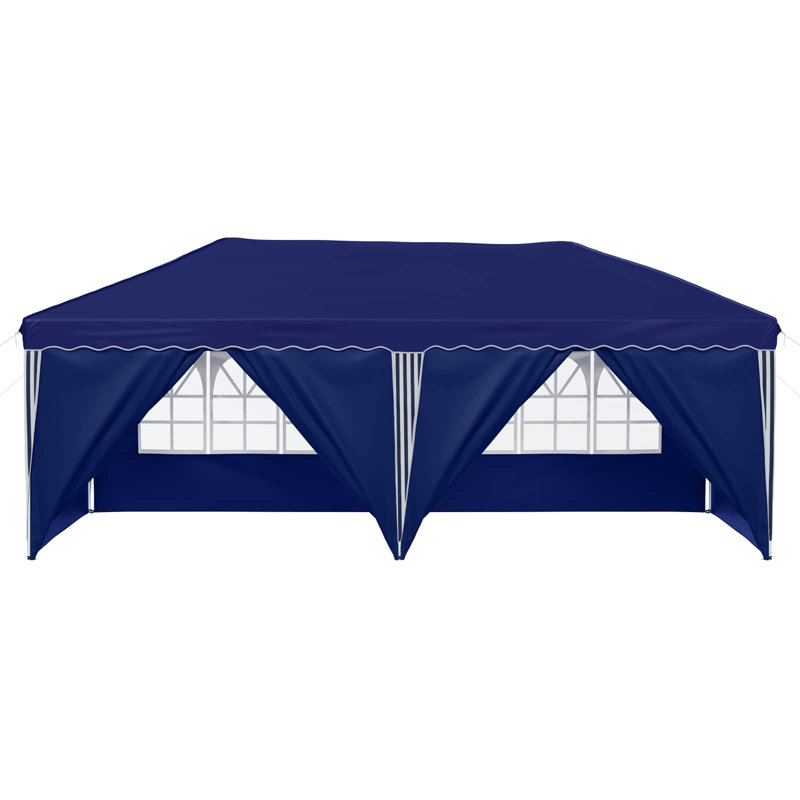 Vidaxl Pop-Up Party Tent 210D Oxford With Sliver Coating Event Shelter Gazebo, Blue