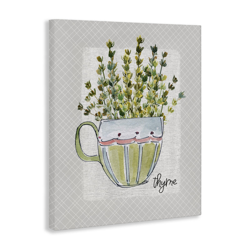 Tasse en thym, toile par Livi Finn, H 40 po x l 30 po