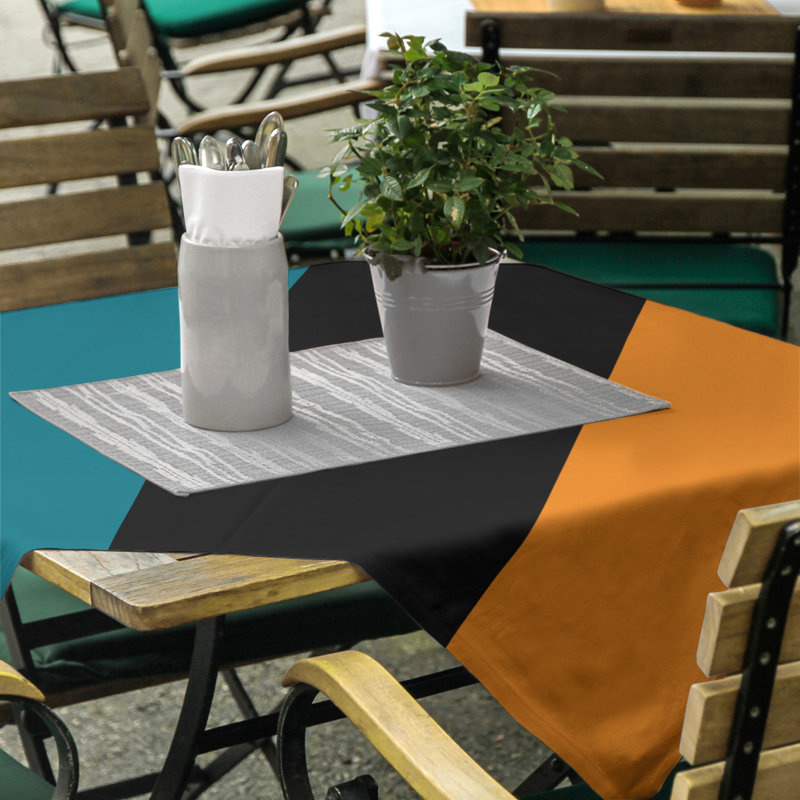 San Jose Tablecloth, Deep Pacific Teal/Black/Burnt Orange