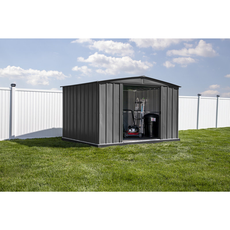 Charcoal 8' x 10' Galvanized Steel Peak Roof Storage Shed