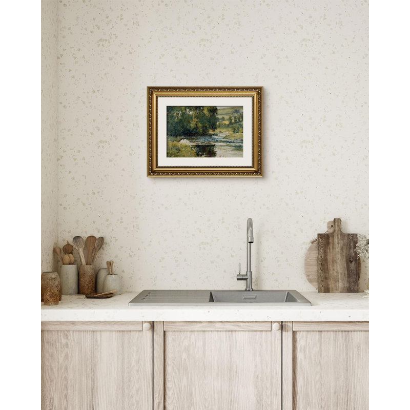 «Streamside Landscape», art mural encadré doré