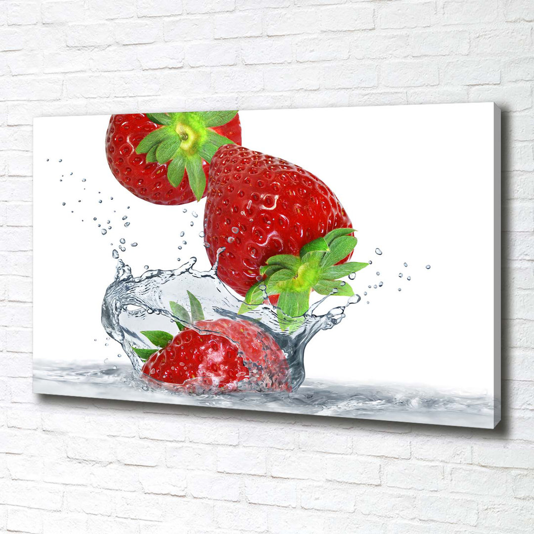 Erdbeeren und Wasser - Ungerahmte Kunstdrucke auf Leinwand