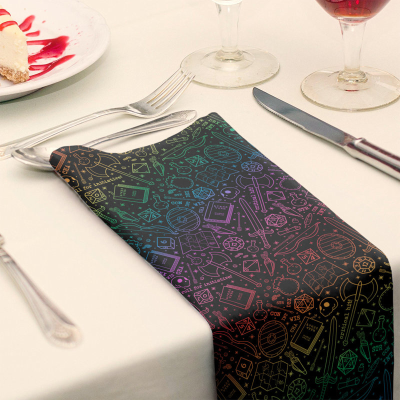 Serviette en coton à motif rpg lines, Noir et arc-en-ciel, H 0,1 po x l 22 po x P 22 po, Sergé de polyester
