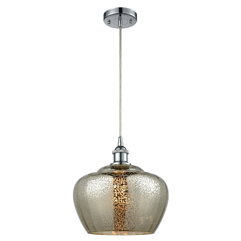 Mini-luminaire suspendu 1 lumière à cordon 11 po Ballston Fenton, Mercure, Chrome poli, Ampoule non incluse