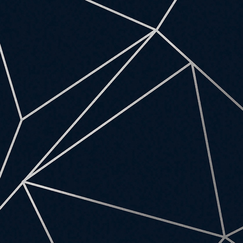 Geometric Metallic Wallpaper Double Roll, Navy Blue