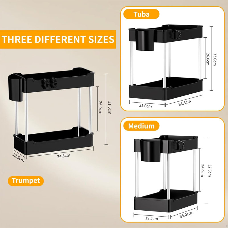 Plastic Under Sink Organiser, Black