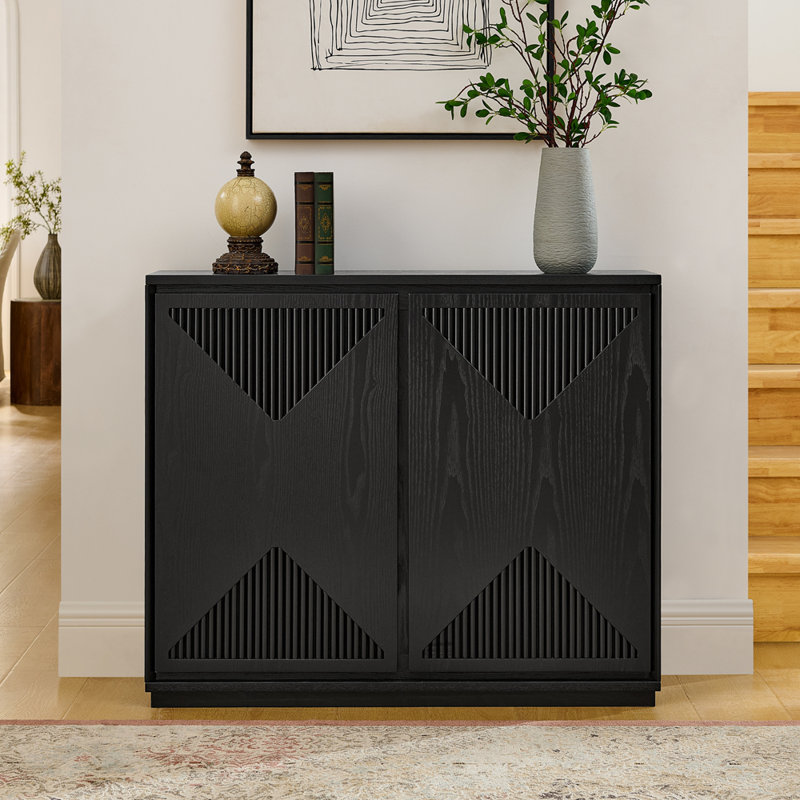 Armoire de rangement Mid-Century moderne en forme de V, buffet avec panneau de fibres à densité moyenne durable, multifonctionnel pour divers espaces