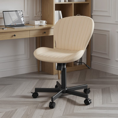 Fauteuil de bureau en cuir polyuréthane sans accoudoirs, fauteuil de bureau ergonomique et pivotant à hauteur réglable