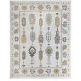 Hand Knotted Wool Southwestern Area Rug in Ivory/Gray/Orange/Yellow
