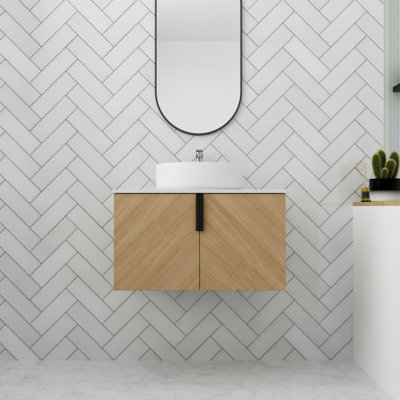 Meuble-lavabo 30 po avec lavabo vasque, meuble-lavabo flottant avec 2 portes à fermeture douce