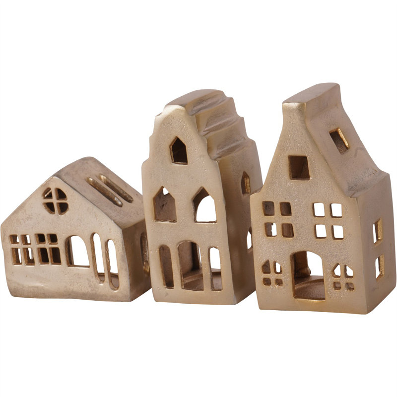 Laura Ashley Hand Crafted House's Set of 3, Champagne Gold