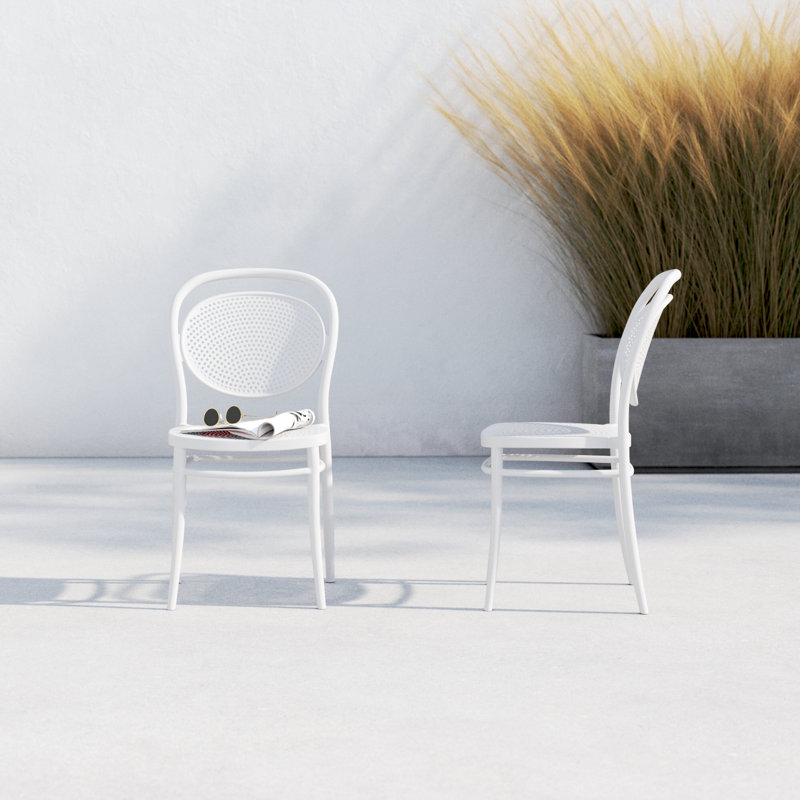 Farrah Stacking Patio Dining Side Chair, White
