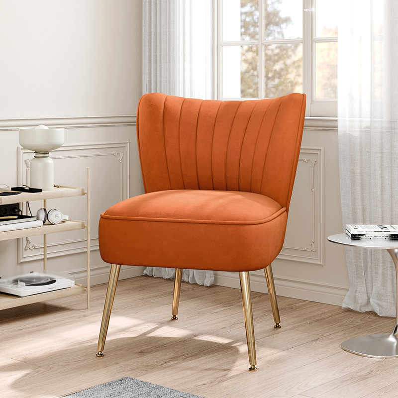 Dominique Velvet Wingback Chair, Orange