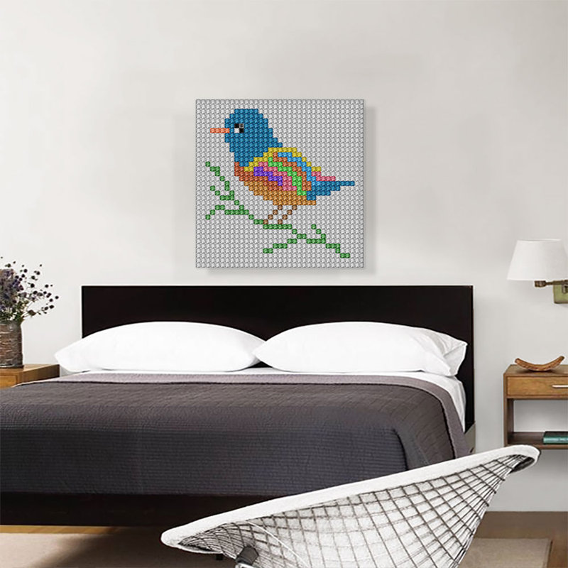 «Bird Color Grid Jewel Pixel», impression sur toile tendue, H 26 po x l 26 po x P 1,5 po