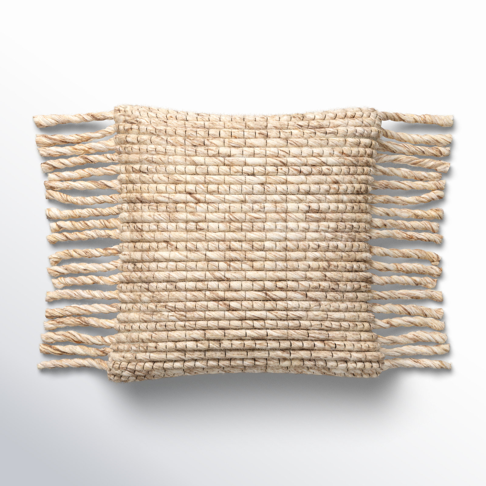 Cormac Reversible Wool Throw Pillow with Tassels, 18" x 18", Brown/Beige/Off-White, Pillow Cover Only - No Insert