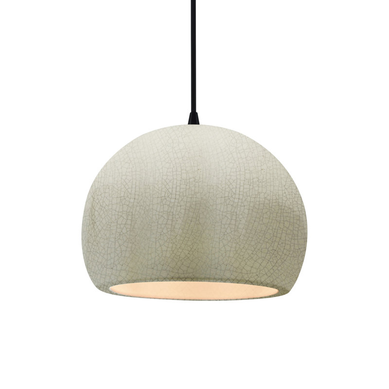 Luminaire suspendu à 1 lumière Aschwin, H 7,75 po x l 10 po x P 10 po, Blanc craquelé, Noir mat