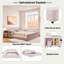 Lit tapissier au sol avec bureau de chevet et petit tabouret rond-81319219-81319221