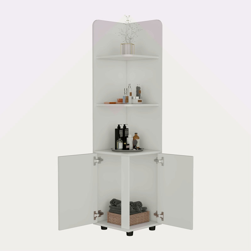 Armoire à linge autoportante Malibu, 2 portes, tablettes ouvertes