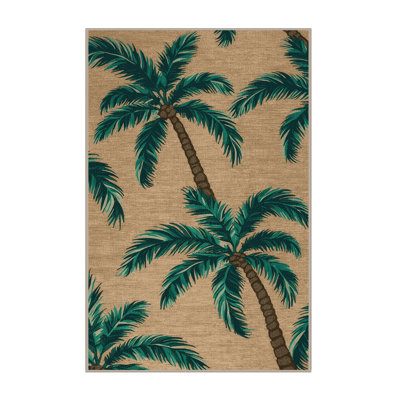 Washable Swaying Palms Hawaiian Area Rug