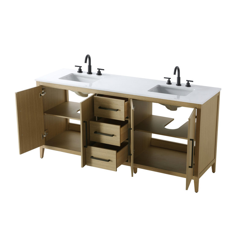 Meuble-lavabo double 72 po, Brun miel