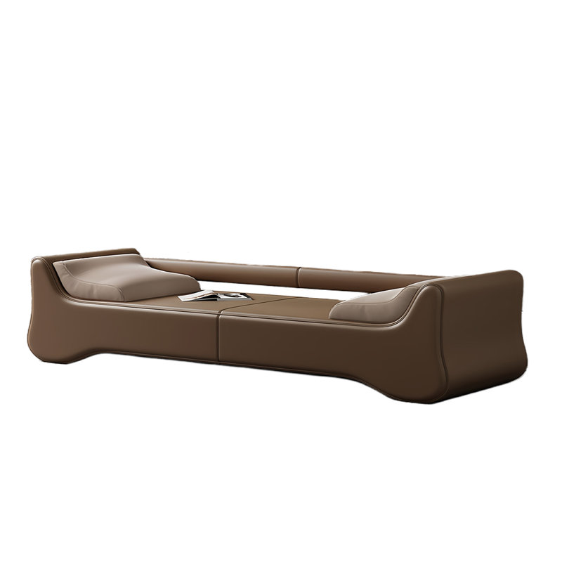 Banc rembourré en cuir Stochmal Match, H 21,25 po x l 70,86 po x P 19,68 po, Café