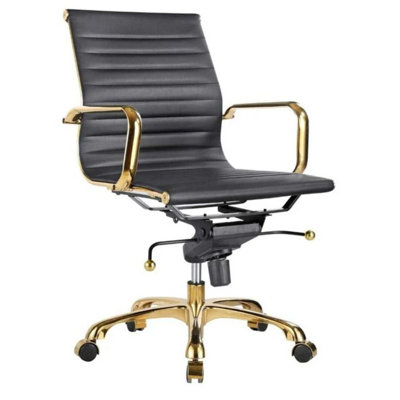 Chaise de bureau en cuir Lonty