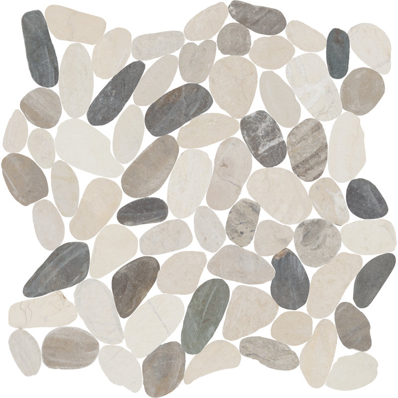 Daltile Pebble Oasis Natural Stone Flat Pebble Mosaic 12" x 12" (11 PC per Carton) (10.78 SQFT per Carton), Harbor