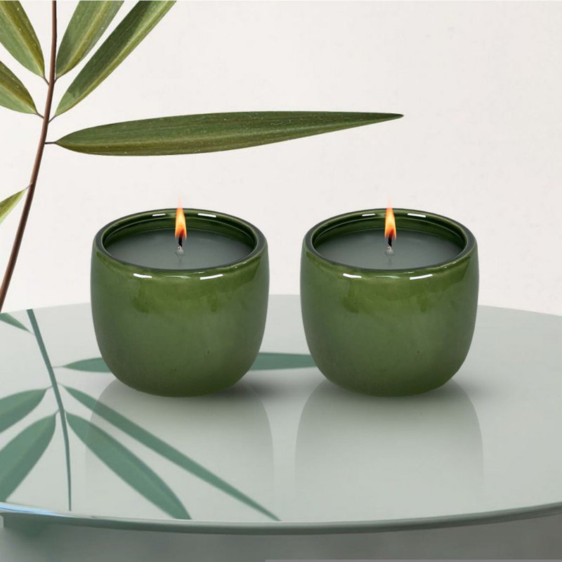 Pot de bougie en céramique - bougie 6 oz - ensemble de 2 - rustique - décoration intérieure - accessoire de maison - chandelle